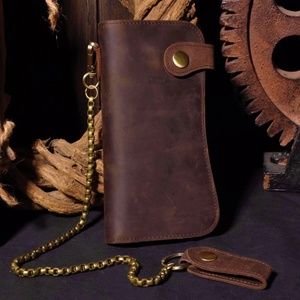 Vintage Genuine leather Bifold long wallet